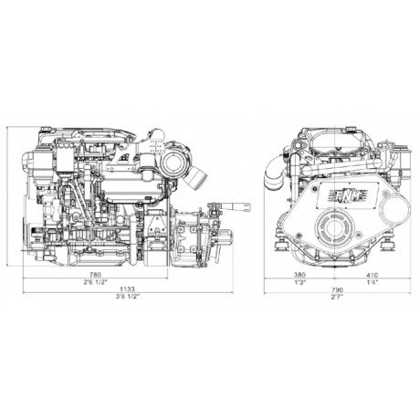 Судовой дизельный двигатель FNM 30HPE 225 л.с. редуктор ZF45