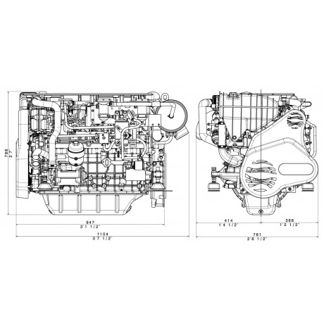 Судовой дизельный двигатель FNM 42HPE 150 л.с. подготовка под JD